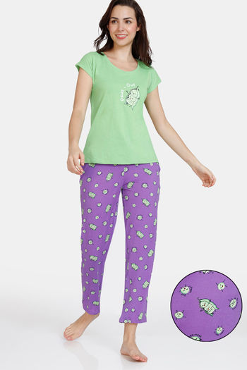 Buy Zivame Fruggies Knit Poly Pyjama Set - Passion Flower